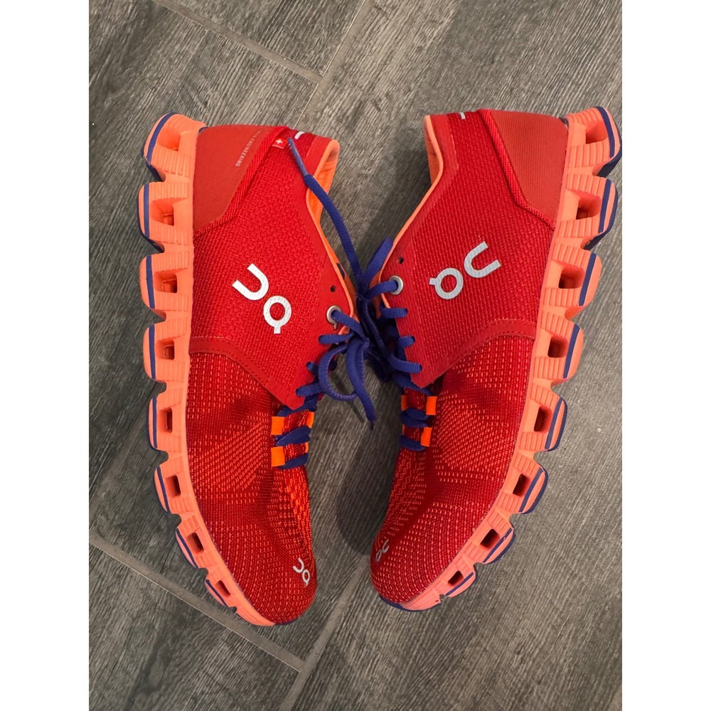 On Cloud X Womens Running Shoes Red Flash Orange Blue Sneakers W6.5